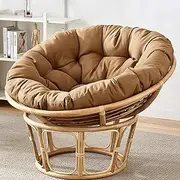Papasan Chair Cushion Waterproof Papasan Swing Cushion Round Garden Sofa Cushion Thick Chair Cushion Outdoor Furniture Relaxation Cushion, Hammock Chair Cushion, Cushion Only(Light Coffee,100cm)