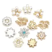 Imitation Pearl Flower Rhinestone Button Flatback Gem Crystal Clothes Decoration