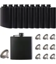 Hip Flask for Liquor Matte Black Stainless Steel Leakproof with Funnel,8 Oz, ...