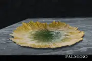 NIB PALMERO Hand-Blown Glass Serving Dish Chrysogonum Virginianum Design 14”
