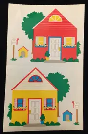 Mrs. Grossman’s RED & YELLOW HOUSE WE’VE MOVED Stickers.2 Squares.1993.Retired.