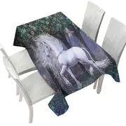 Magical White Unicorn and Birds Sacred Grove Tablecloth