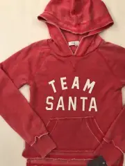 NWT Girls’ Size XS 4/5 Team Santa Graphic Red Hoodie