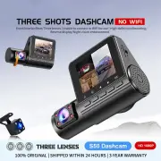 3 Lens Car Dash Cam Front Inside Rear Lens Car Driving Recorder HD 1080P Rear Camera Night Vision Dual-Angle Car DVR Dri