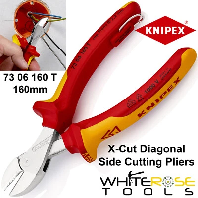 Knipex Pliers Diagonal Side Cutting X-Cut 160mm Tether Point VDE Tested 1000V