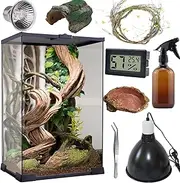 Reptile Glass Terrarium，Vertical Habitat Starter Kit (8 Pieces)，8"x8"x12"，Suitable for Small Arboreal Reptiles and Amphibians Such as Geckos，Frogs，Spiders，Snakes (8 * 8 * 12 inchs)