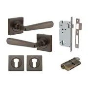 Iver Copenhagen Door Lever on Square Rose Entrance Kit Key/Key