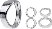 HDBUBALUS Visor Style 7 inch Headlight Trim Ring 4 1/2" Fog Light Trim Ring Turn Signal Trim Ring Set Fit for Harley Softail Touring Chrome