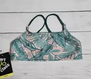 Art Class Bikini Top Teal Green Tropical Leaf Print Girl's Size Small (6/6X)