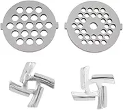 LeoLeoxx Meat Grinder Blades Stainless Steel Meat Grinder Plate Discs Blades for Food Grinder Attachment 2 Sharp Blades 2 Cutting Plates