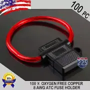 100 Pack 8 Gauge ATC In-Line Blade Fuse Holder 100% OFC Copper Wire Protection