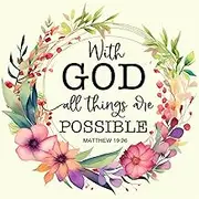 Fabric Panel 8"x8" Matthew 19:26 Scripture 100% Cotton Quilting Sewing Block Square S190