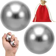 2 PCS Brass Exercise Balls, Brass Hand Exercise Balls, Baoding Balls, Metal Practice Handballs, 1.5 Inches Balls with Drawstring Carry Pouch, Hand Grip Fitness Balls, Hand Massager Balls