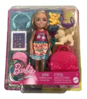 Barbie Chelsea Doll-Travel Set w/Puppy, Pet Carrier & Backpack + accessories-NIB