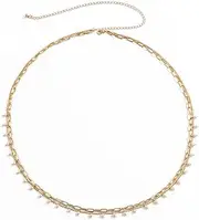 [Weiara] Double Gold Belly Chain for Women Fashion Pearl Waist Chain Silver Waist Chain Sexy Bikini Metal Chain Belt