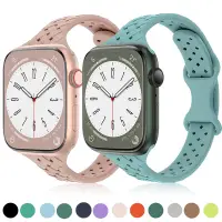 在飛比找蝦皮商城優惠-超薄錶帶薄運動矽膠錶帶透氣手鍊兼容 Apple Watch 