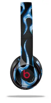 Skin Wrap for Beats Solo Wireless 2 3 4 Metal Flames Blue SKIN ONLY