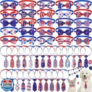 Saintrygo 50 Pcs 4th of July Dog Bow Ties Collars Independence Day Patriotic