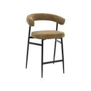 Sophie Barstool in Olive Fabric and Black Metal Powdercoated Legs