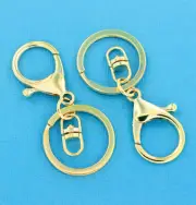 4 Key Chain Rings Large Lobster Clasp Swivel Clasp Gold Tone 68mm x 30mm - FD007