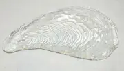 Mussel Shell Shaped & Patterned Dish - Clear Glass - 15 x 7 inches - Unused