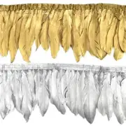 2 Meter Gold Silver Goose Feathers Tassel Fringe Trims Ribbon for diy Sewin