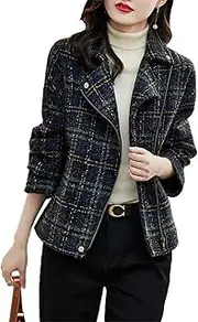 [Generic] Women Casual Lapel Woolen Jackets Tops Loose Elegant Zipper Long Sleeve Wool Blend Coats