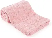 Plush Soft with Heart Checkered Baby Blanket,Fleece Infant Toddler Blankets for Girls Boys,Warm Lightweight Breathable Newborn Receiving Blankets for Crib Stroller 30"×39" (Light Pink, Heart)