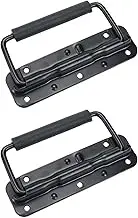 Tsnamay 5.51Inch Black Spring Loaded Handle Heavy Duty Handle for Toolbox Chest Case with Rubber Grip Surface Mounted(2 Pack)