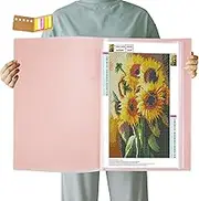 Qunrwe A3 Diamond Painting Storage Book,Art Portfolio Case 40 Pages,Pocket Protector with Index Stickers,Clear Sheet Protectors Presentation Folders Display Book for Artwork,Report,Photo,12x16in(Pink)