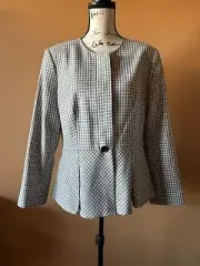 NWT DONNA KARAN Burnt Sunset Plaid Suit Blazer Jacket Size 14