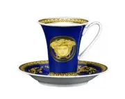 VERSACE BY ROSENTHAL MEDUSA BLUE COFFEE CUP & SAUCER #409620-14740 BRAND NIB F/S