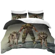 Cool Mens Art Mountain Viking and Wolves Quilt Cover