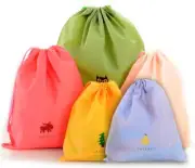 Acemedia Set of 5 Nylon Drawstring Bag Waterproof Clothing Storage Bag,Pe Pla...