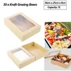 30 x Catering Grazing Boxes Tray Window Lid Disposable Takeaway Food Cake Boards