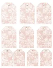 Ten Pink Floral HANG TAGS Ephemera Vintage Style for Junk Journal etc