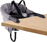Hook On Chair, Portable High Chair with Storage Bag, Attach to Fast Table Chair Removable Seat for Home and Travel, Adjustable Straps to Fit Any Chair- Machine Washable (Grey)
