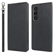 PU Leather Phone Shell for Sony Xperia 1 V Silk Texture Stand Wallet Phone Case Cover