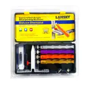 Lansky Deluxe Diamond 4 Hone Stone Controlled Angle Knife Sharpening System Set