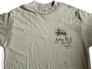 STUSSY 90s Vintage "Stock Logo" Tshirt-Autographed by Julius "Dr J" Erving-MINT