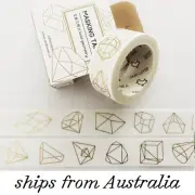 Washi Tape With Metallic Shiny Gold - Abstract Geometric Shapes - 15mm x 5m