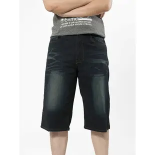 彈力丹寧粗線繡 七分牛仔褲 刷白牛仔短褲 車繡後口袋 Jean Shorts Denim Shorts Short Pants Stretch Jeans Embroidered Pockets (307-8577-21)深牛仔 L XL 2L 3L 4L 5L (腰圍:30~41英吋 / 76~104公分) 男 [實體店面保障] sun-e