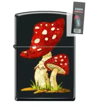 Zippo 82251 alice in wonderland magic mushroom cap fungus Lighter + FLINT PACK