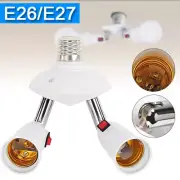 2 IN 1 E26/E27 Medium Screw Base Light Splitter Socket Adapter Extender w/Switch