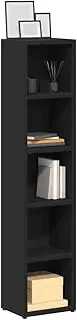 CD Cabinets 2 pcs Black 21x16x93.5 cm Engineered Wood - Modern Media Storage Shelving for CDs, DVDs, Books, Games & More with 5 Compartments - Stylish Display and Secure Wall Mount