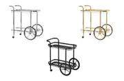 Glass Bar Cart Trolley With Cart Wheels - 3 Colours Available