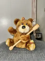 VTG 1989 Orzek Grizzly Honey Bee Wand Stuffed Plush Teddy Bear 7" Brown Rare