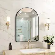 Arched Black Bathroom Mirror (20x28") – Modern Frame, Wall-Mounted or Leaning