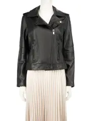 Michael Michael Kors Black Leather Short Biker Jacket