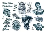 Dustin Martin Style Full A4 Sheet Sleeves Temporary Tattoos Footy Neck Bucks